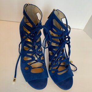Electric Blue Suede  Louis et Cie Womens Size 7.5 Gladiator Stiletto High Heel